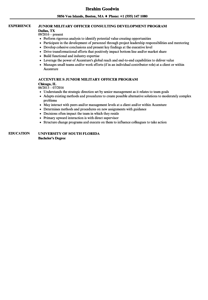 Military Officer Resume Samples | Velvet Jobs