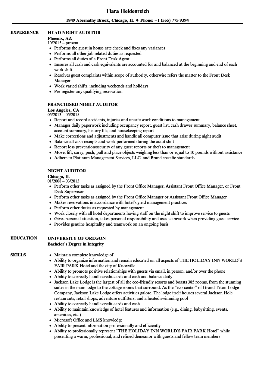 night audit job description for resume