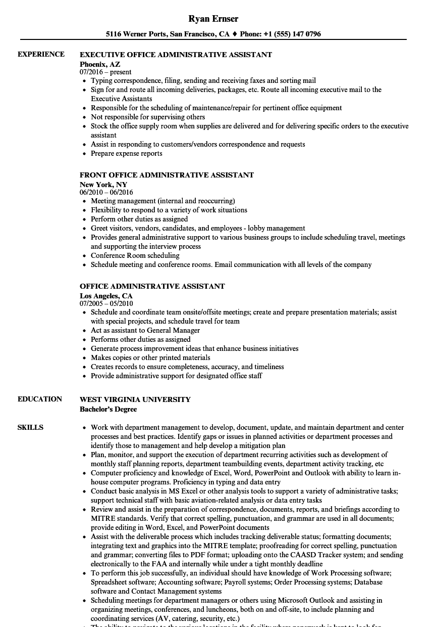 Office Administrative Assistant Resume Samples Velvet Jobs