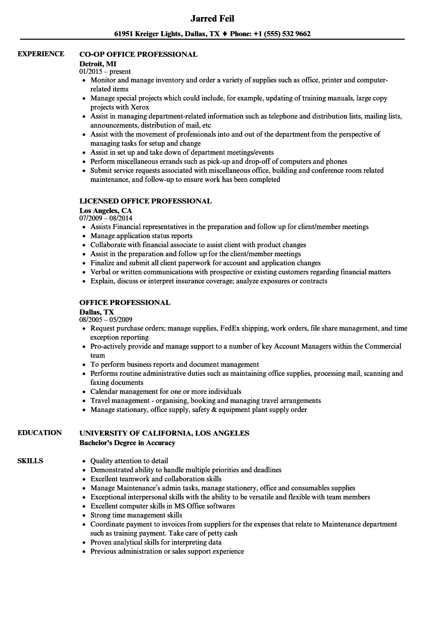 Office Professional Resume Samples | Velvet Jobs