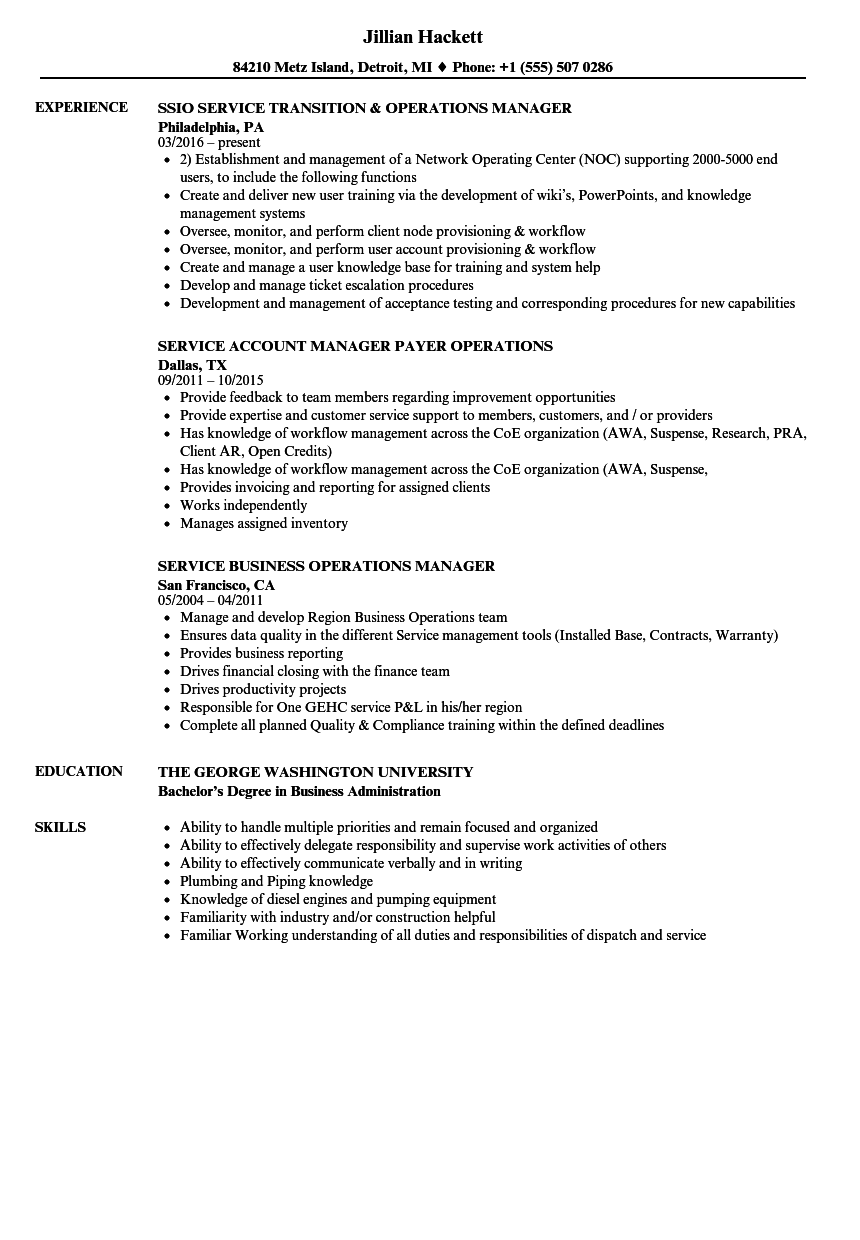 resume examples service industry