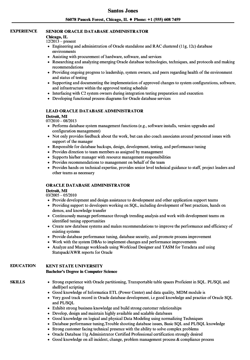 oracle resume samples - Ficim