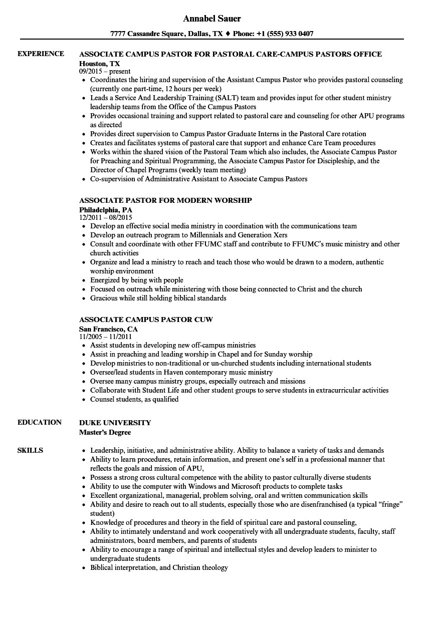 Sample Of A Pastors Resume Sample Resumes For Senior