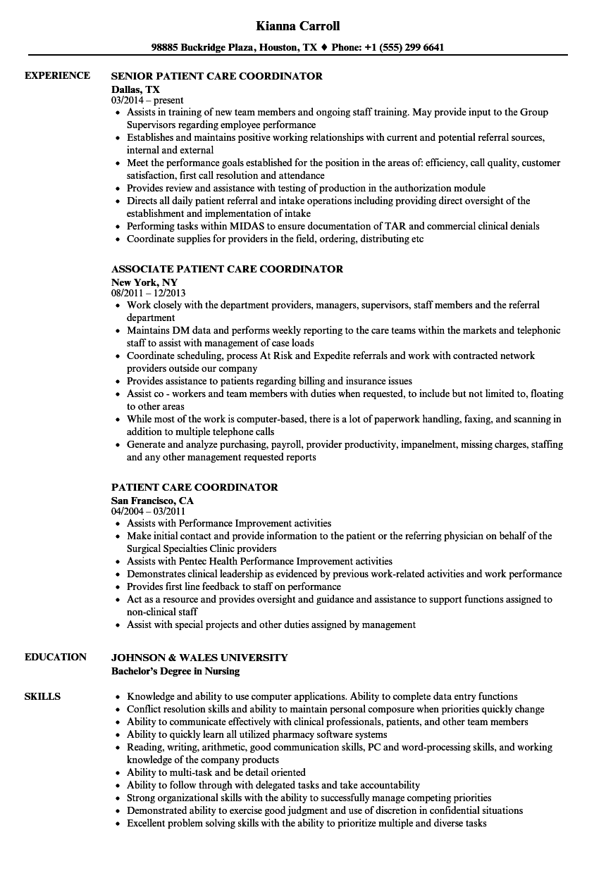 Patient Care Coordinator Resume Nicegoodseveryday75