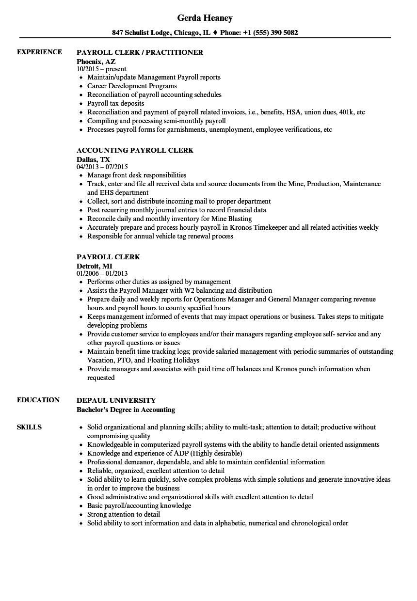 resume samples for payroll jobs