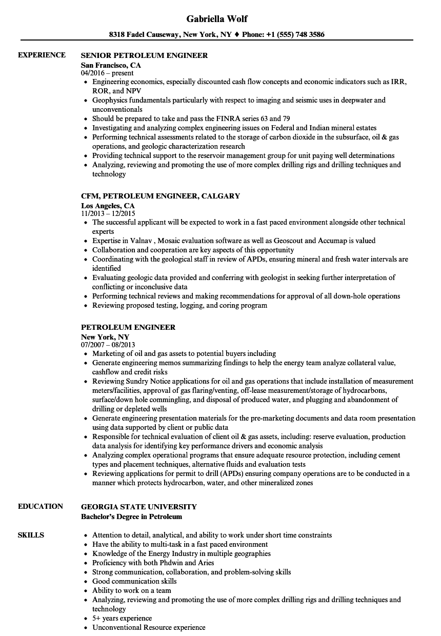 personal statement example oil and gas