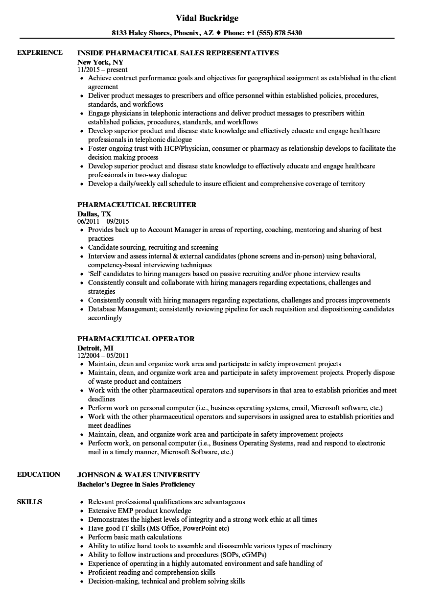 resume format for experienced in pharmaceutical company