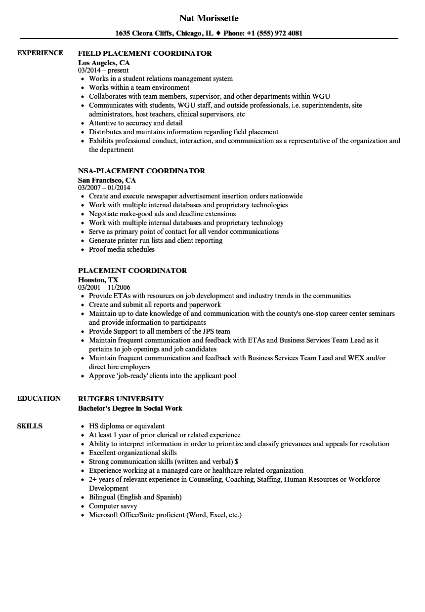 resume format for college placement