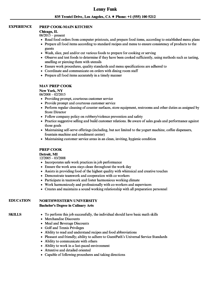 Food Service Cook Resume Cook Chef Resume