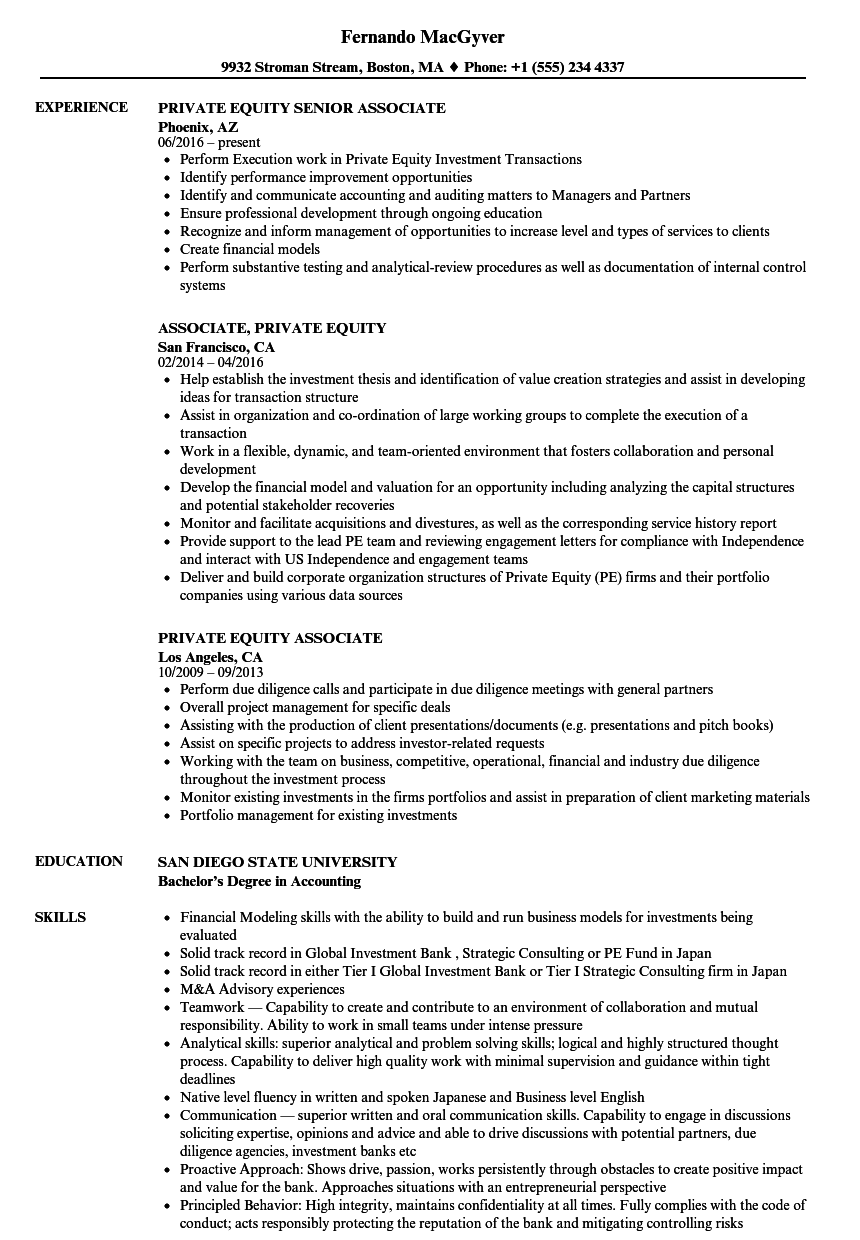 Private Equity Analyst Resume Private Equity Resume Template And Example 10X EBITDA Renzo