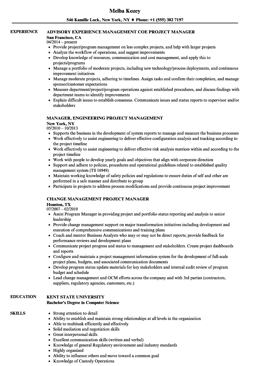 Project Management Project Manager Resume Samples Velvet Jobs