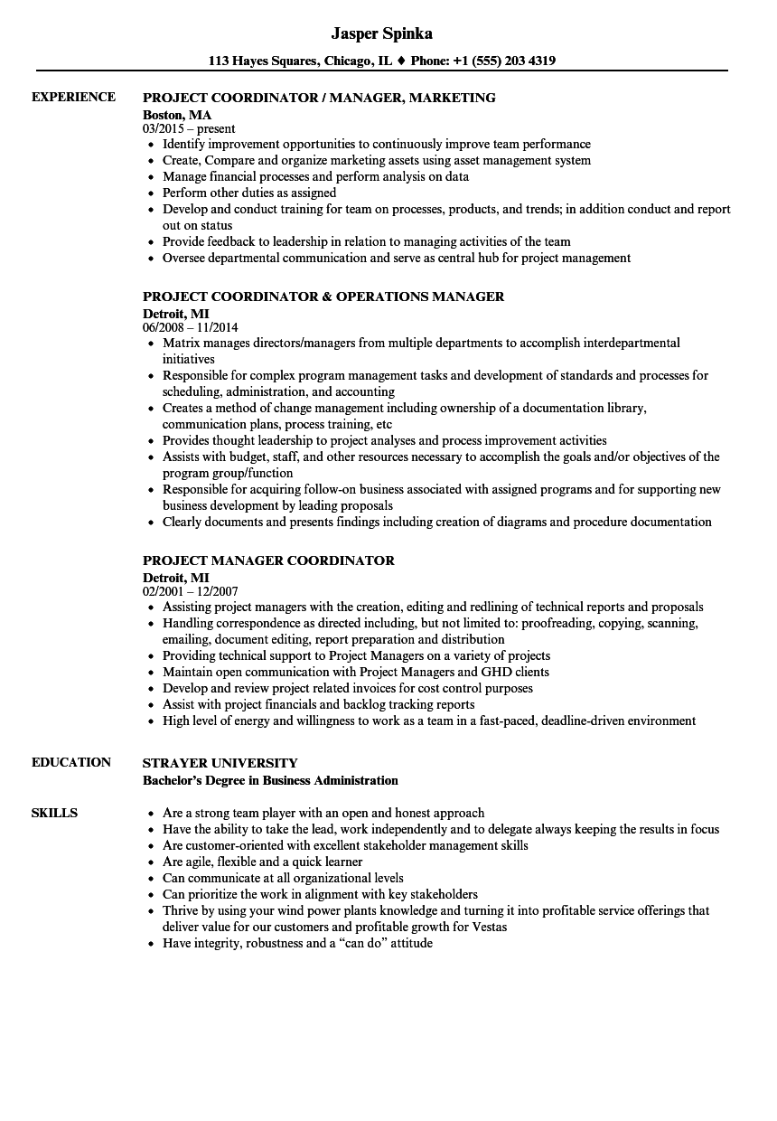 Featured image of post Project Coordinator Resume Pdf We have the industry best resume example and writing tip with the most trending skillset required to achieve your dream job