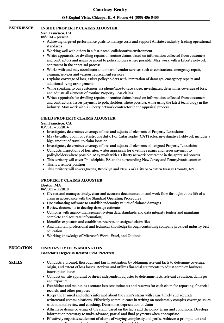 Allstate Insurance Adjuster Sample Resume letter of intent ...