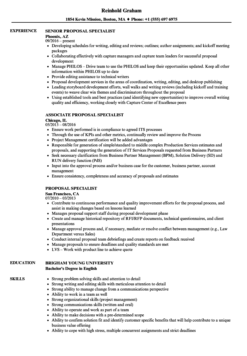 proposal writing resume