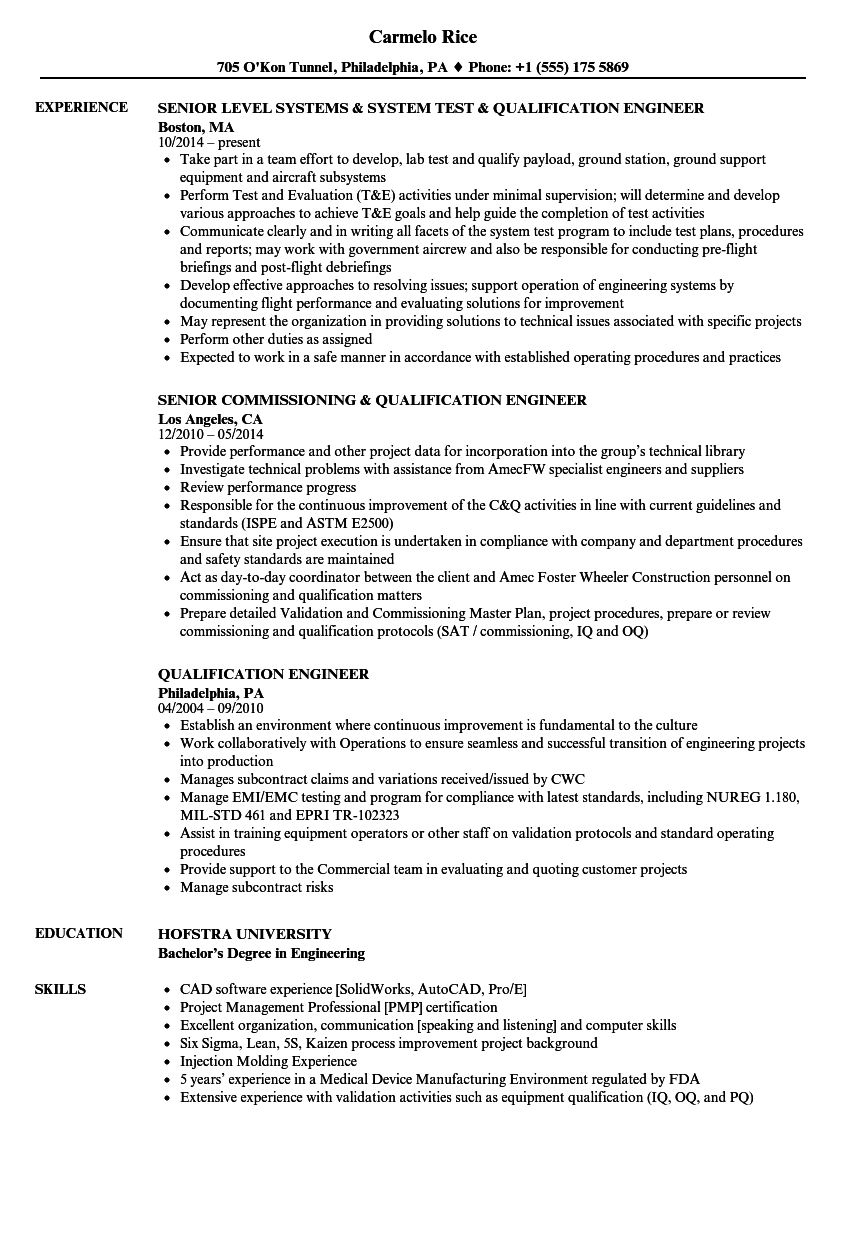 examples of qualification in resume