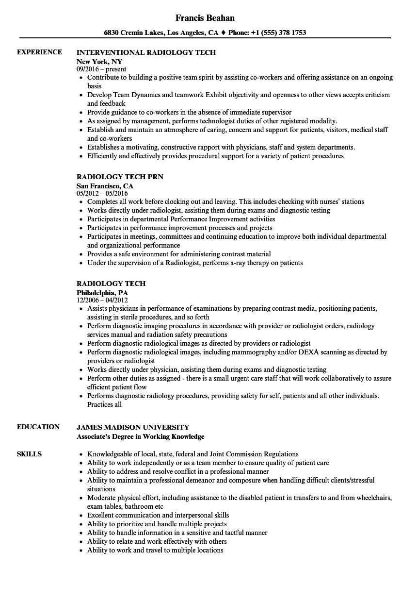 Ct Technologist Resume Samples Velvet Jobs