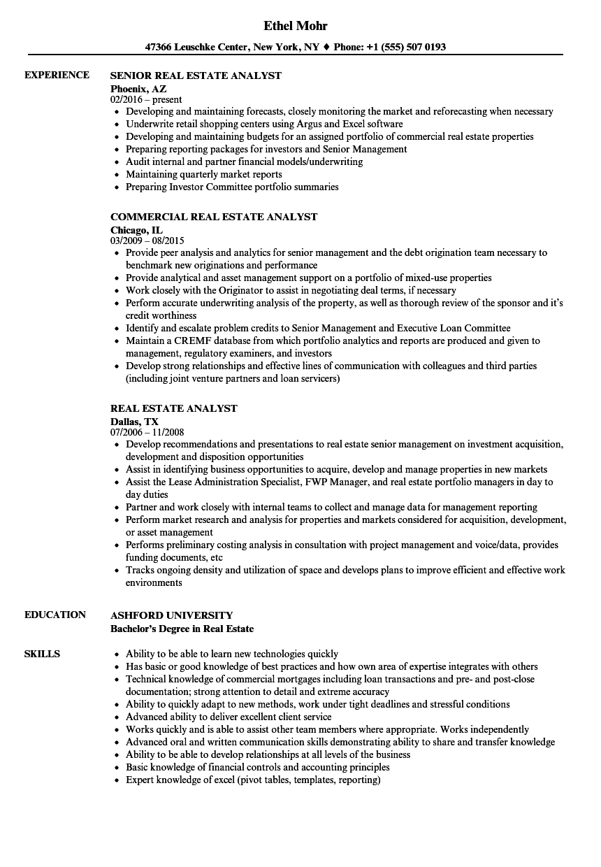 real estate investor job description resume