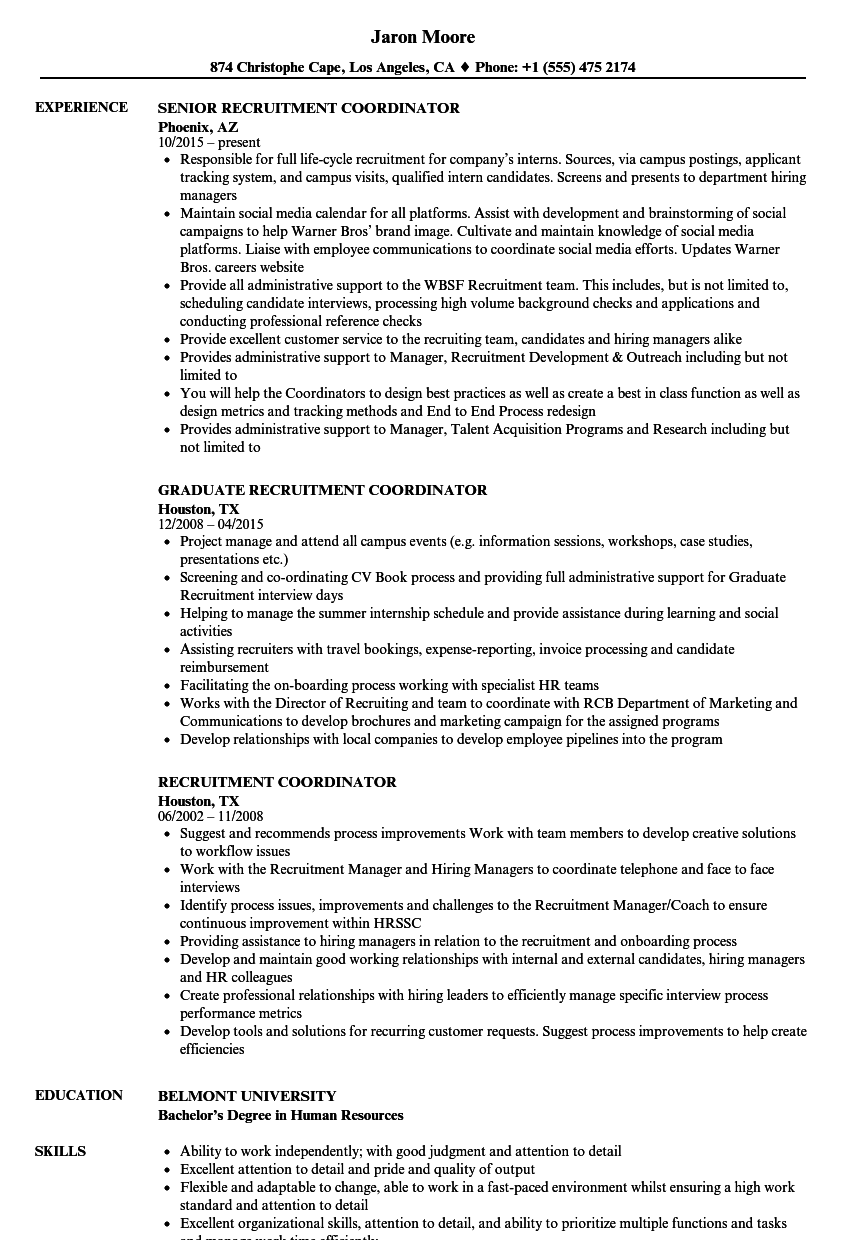 recruiting coordinator job description resume