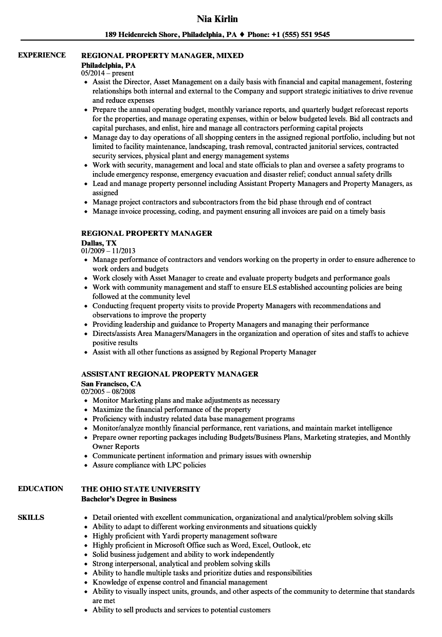 District property manager resume