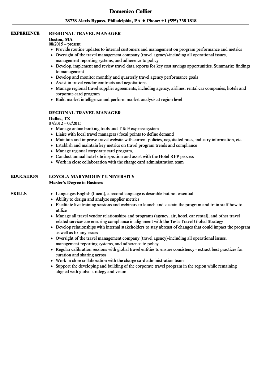 travel agency manager job description