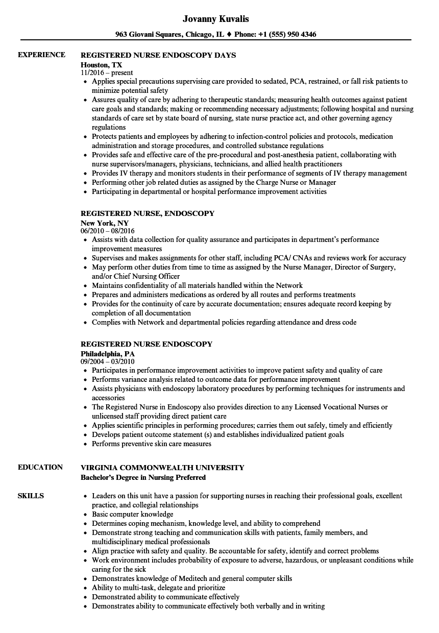 endoscopy nurse resume examples