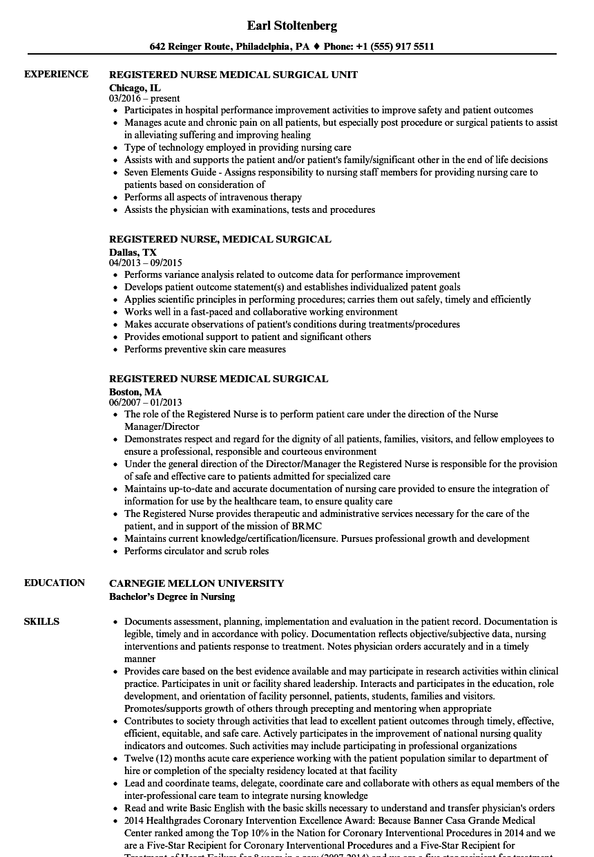 nursing resume examples med surg