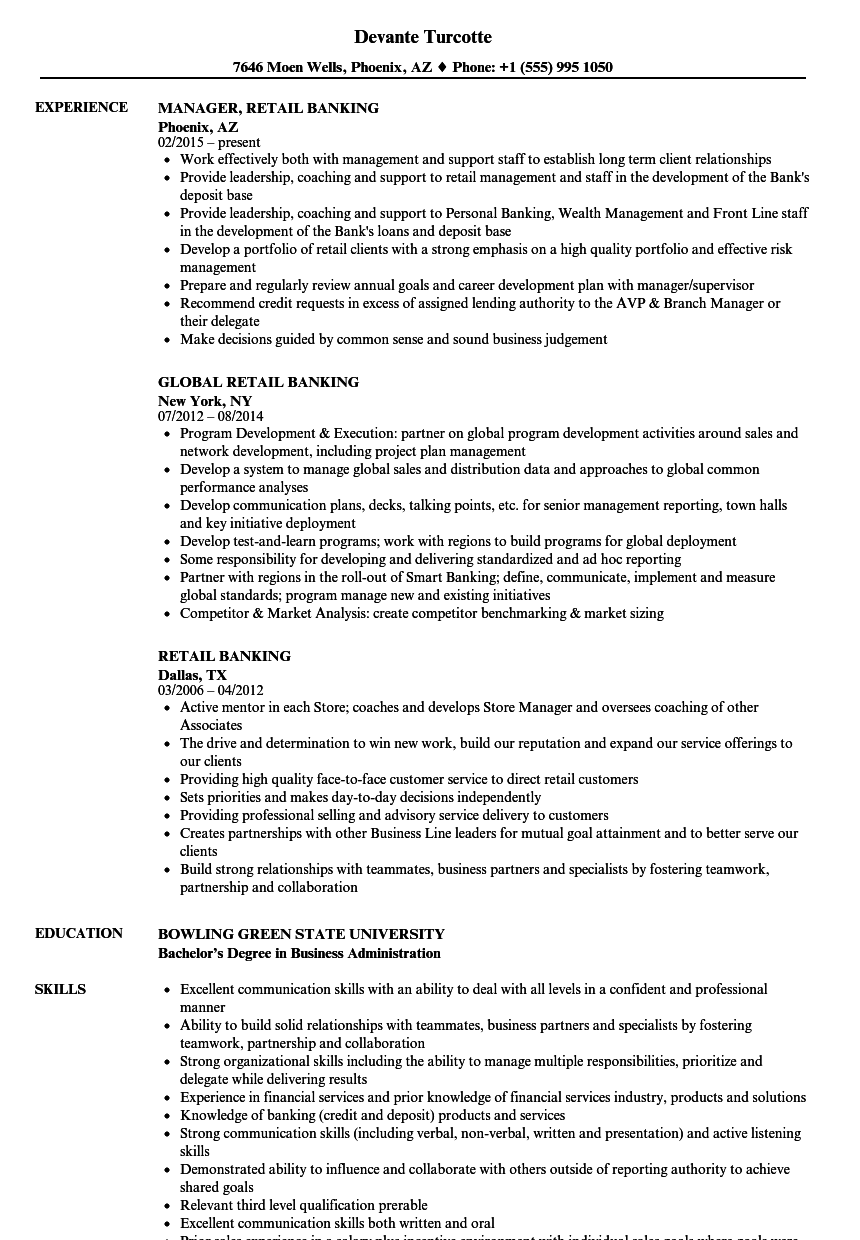 retail banking resume examples