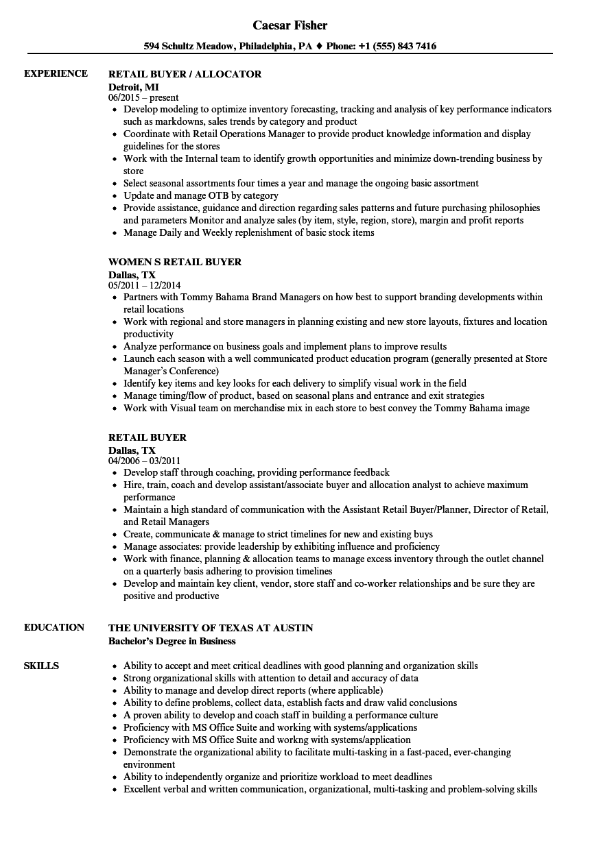 Apparel buyer resume