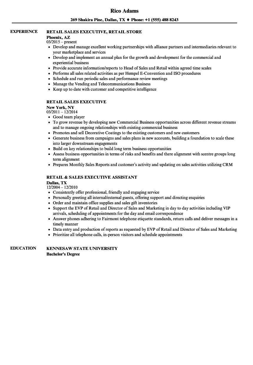 retail industry resume examples