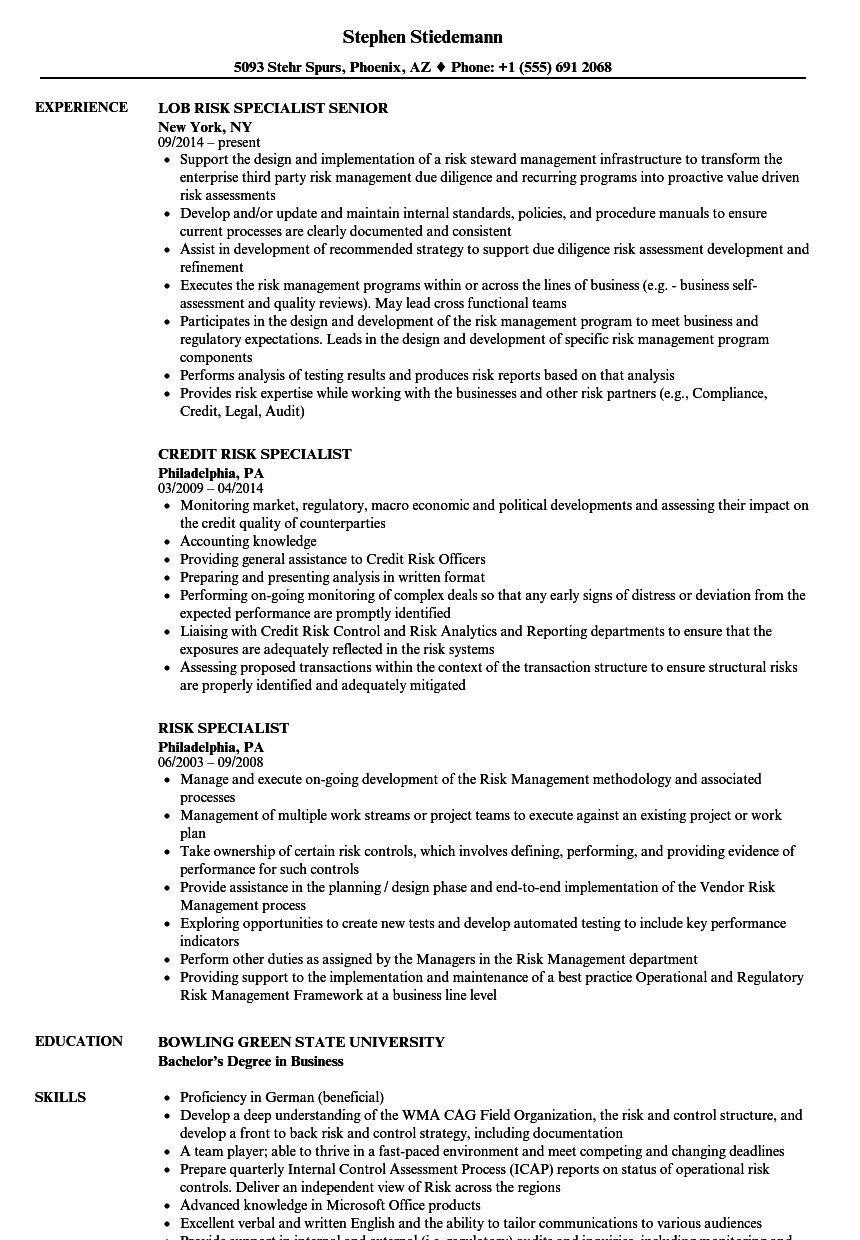 Healthcare risk management specialist job description