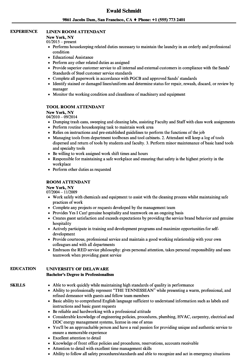  Room Attendant Skills Resume Room Attendant Must 2022 10 22