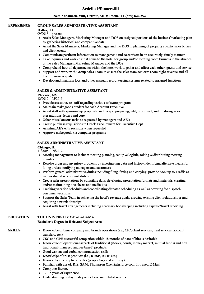 Inside Sales Administrator Resume - Sales Administrator Resume