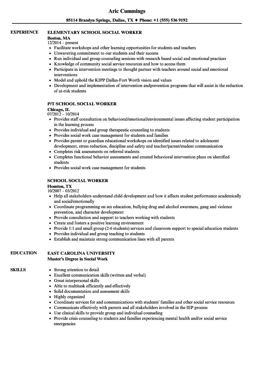 social worker resume examples