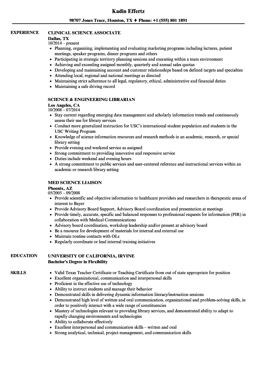 Science Resume Samples | Velvet Jobs