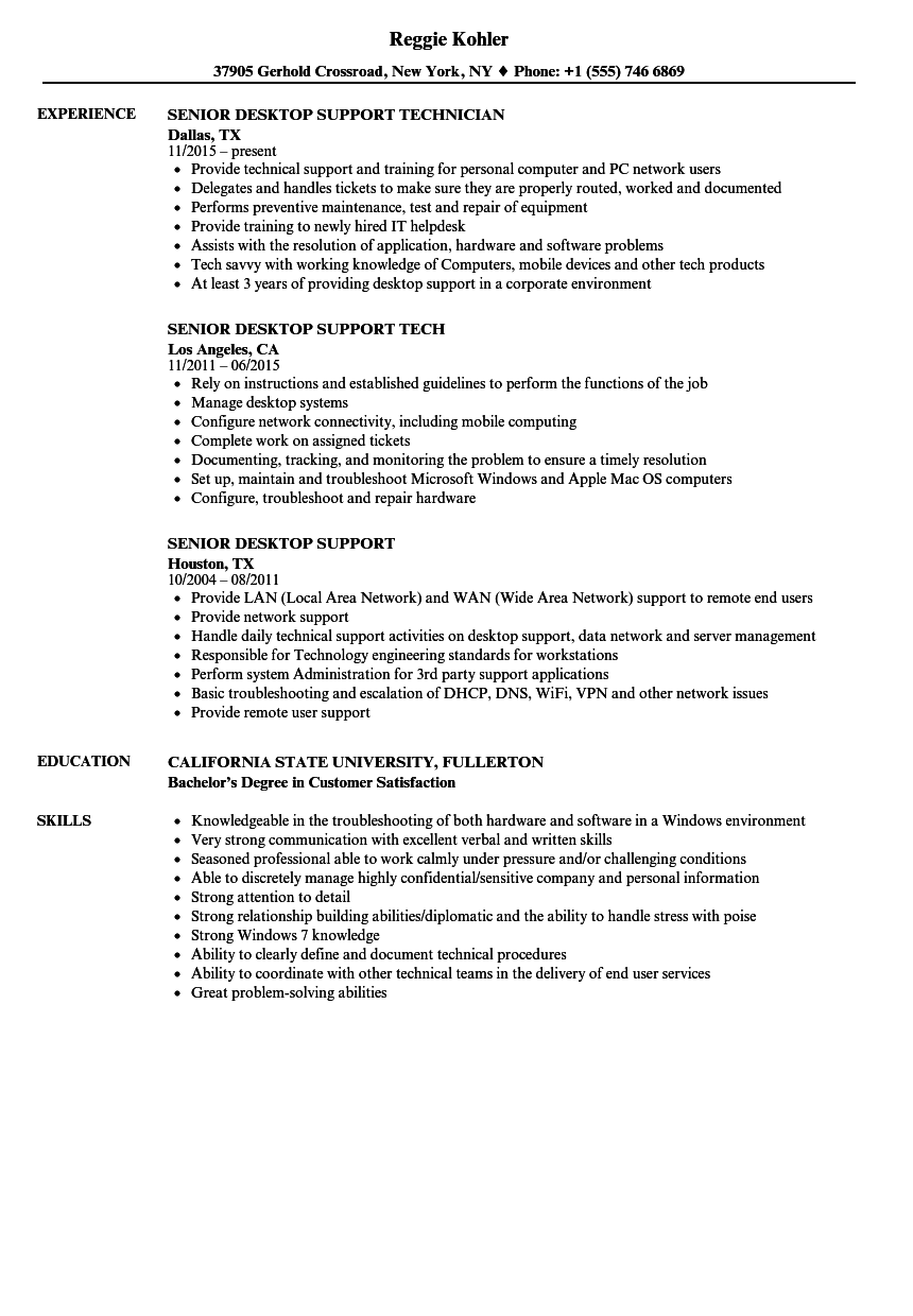 Desktop Support Job Description Resume Remar