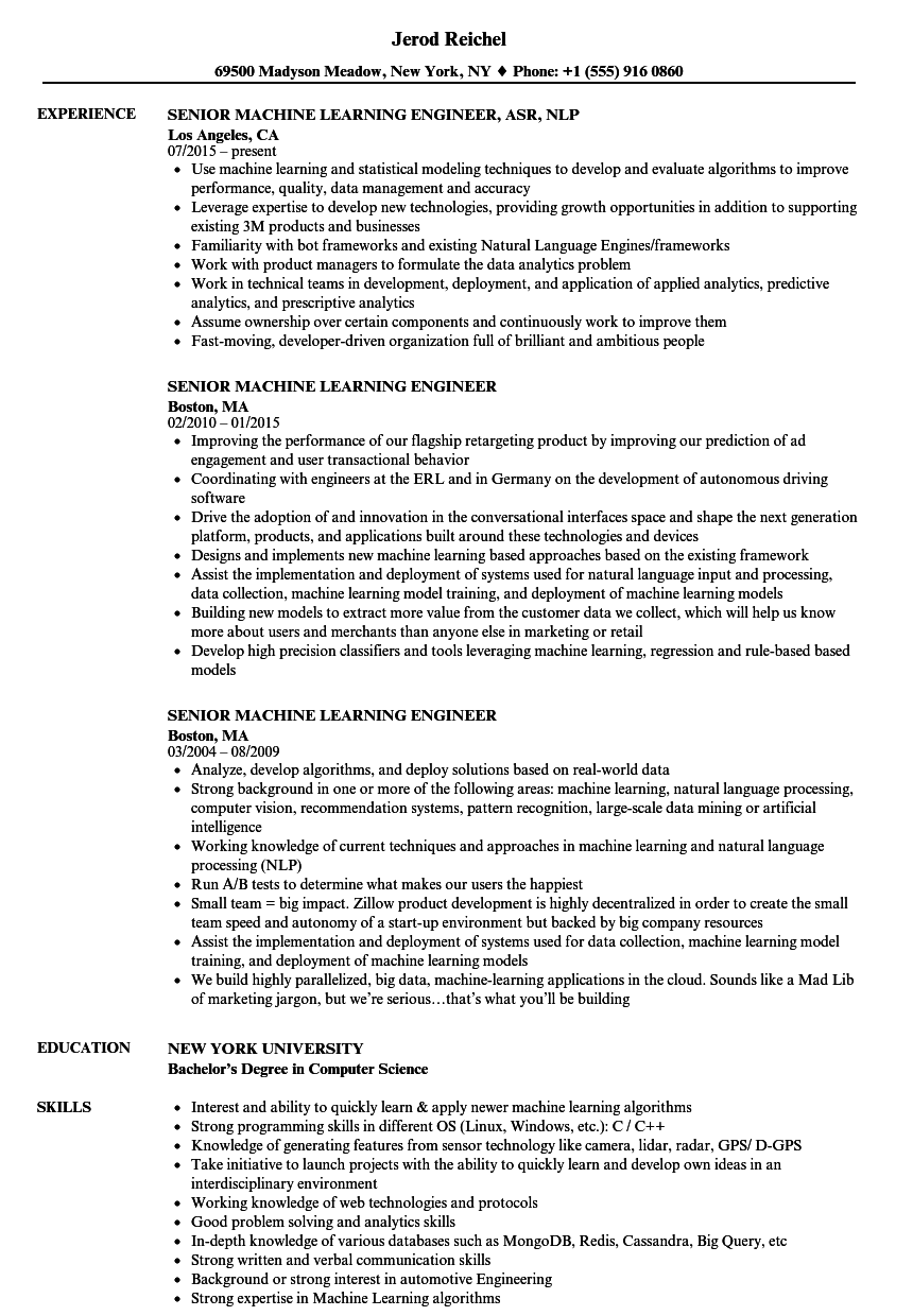 Machine Learning Engineer Resume Example For 2023 Rezi Ai 59 OFF