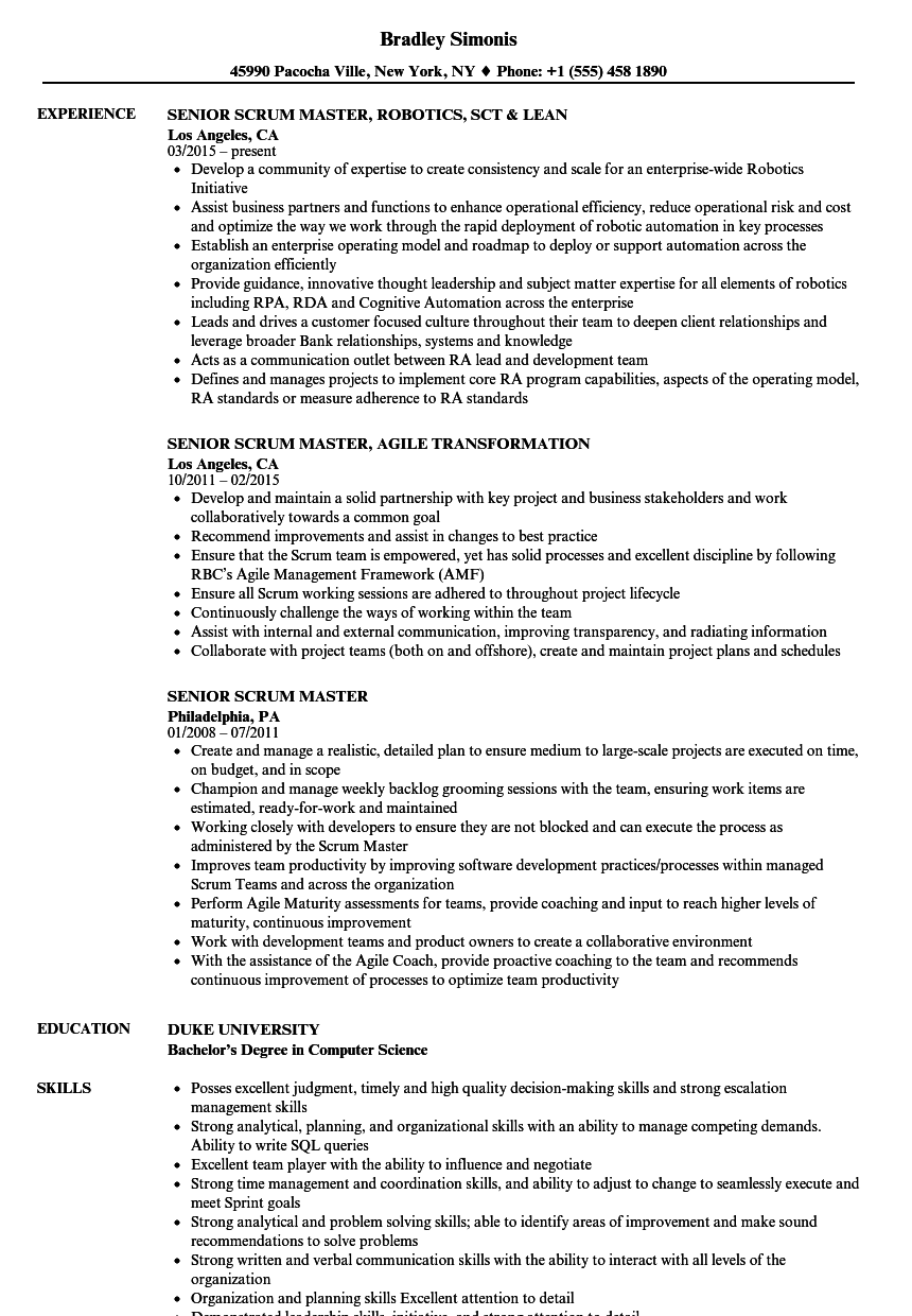 Scrum Master Resume Example - Resume Sample (665 x 959 Pixel)