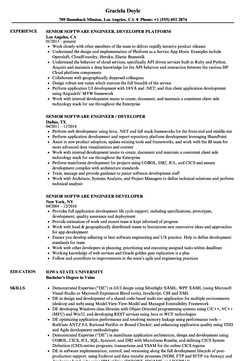 Senior applications engineer cv February 2021