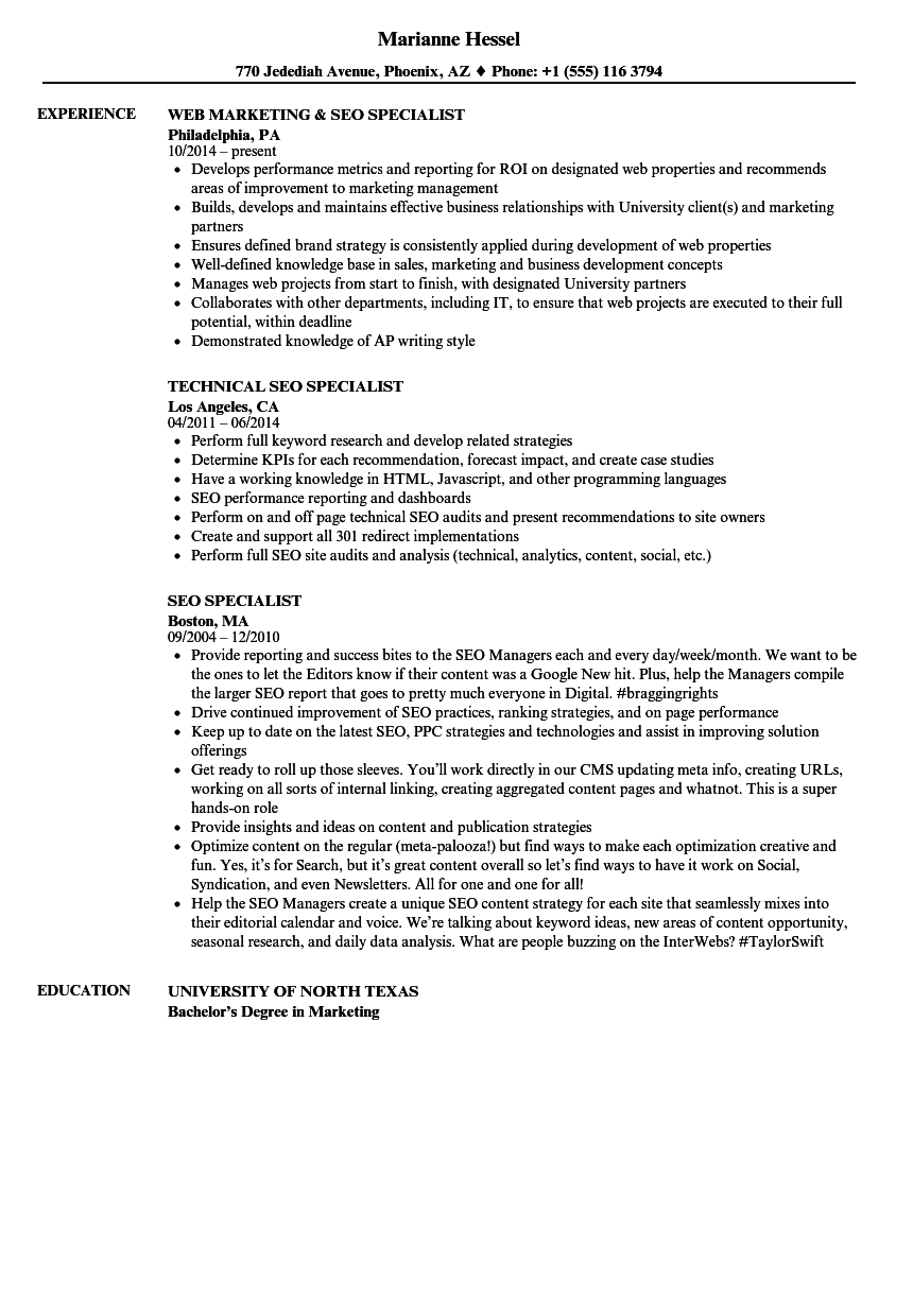 Social Media Marketing Specialist Resume Example - Kickresume