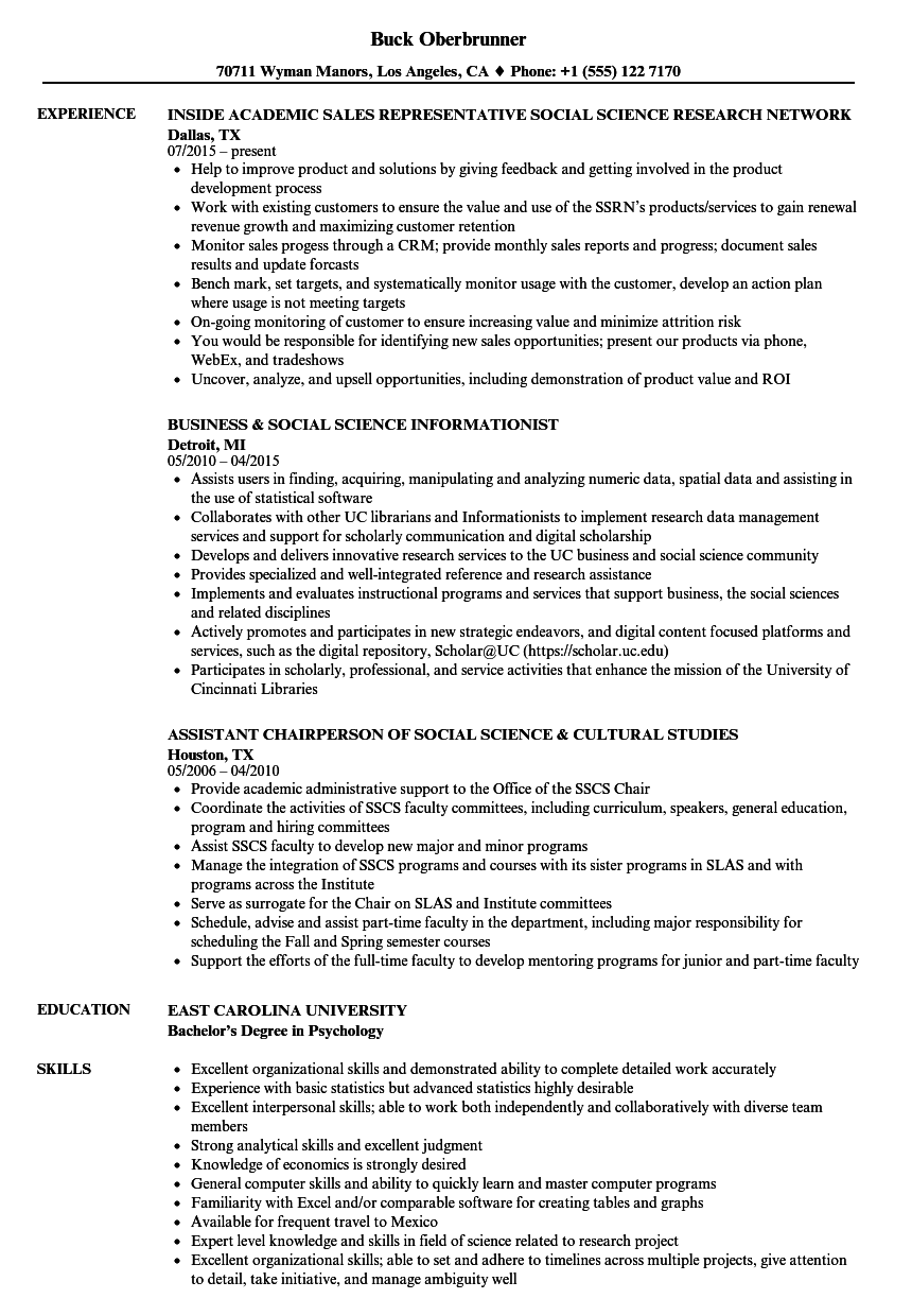 Social Science Resume Samples Velvet Jobs