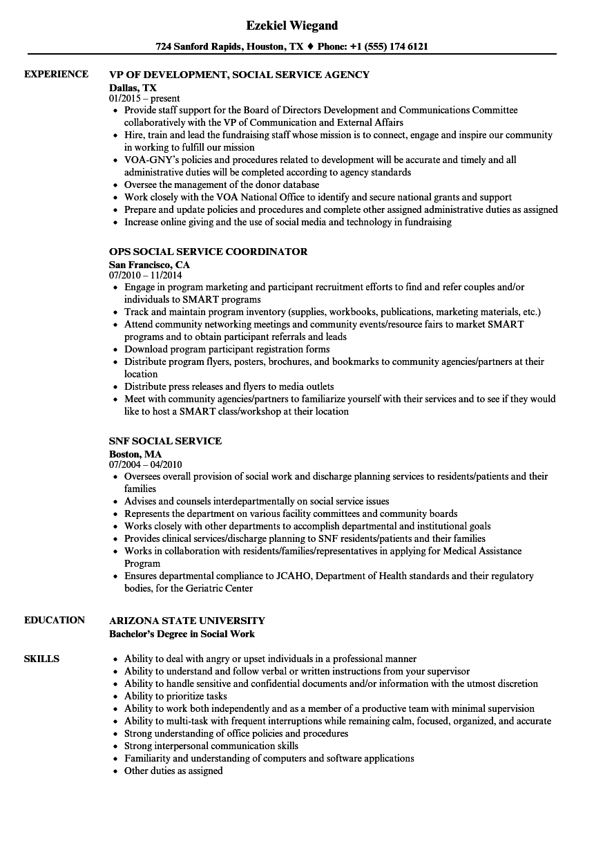 resume objective for social service position