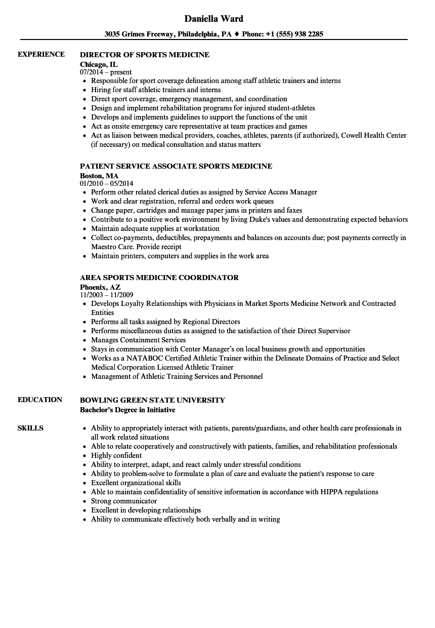 Sports resume example September 15