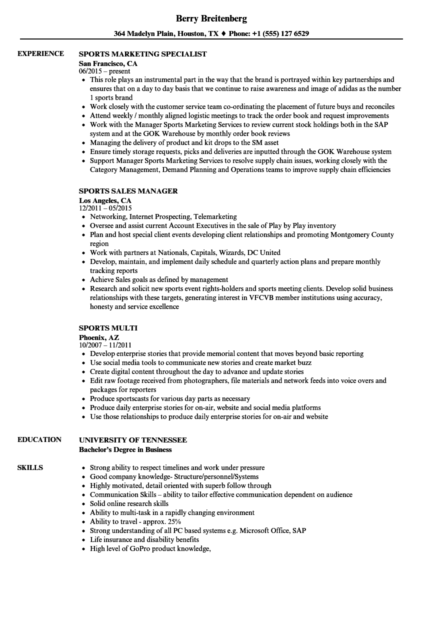 Sports resume example September 15