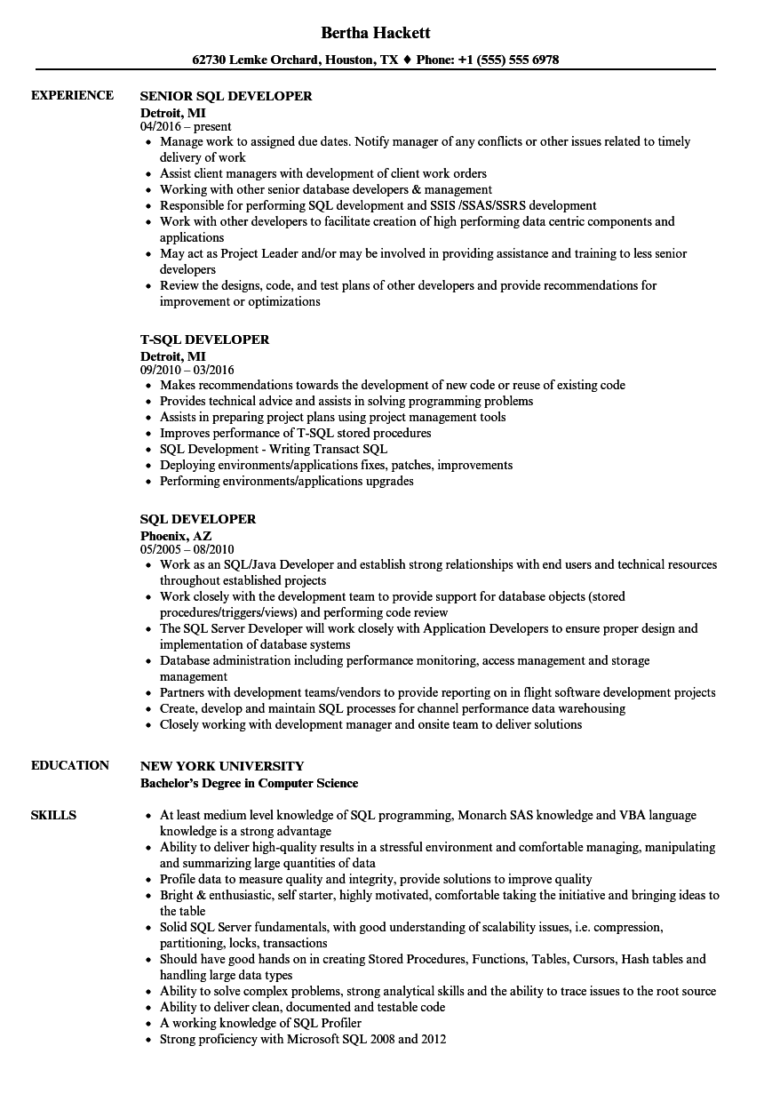 sql projects to put on resume