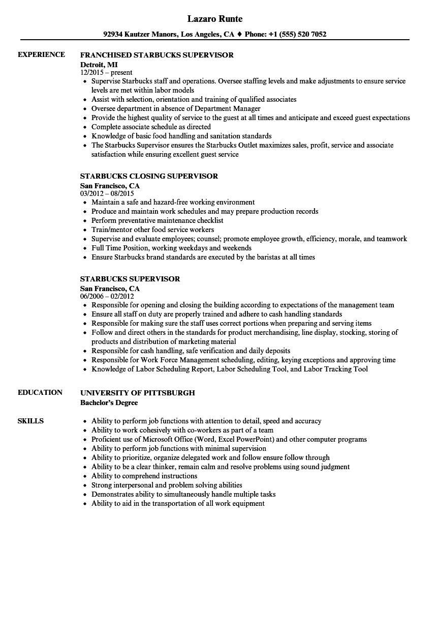 Supervisor Resume Gallery - Download CV Letter And Format 