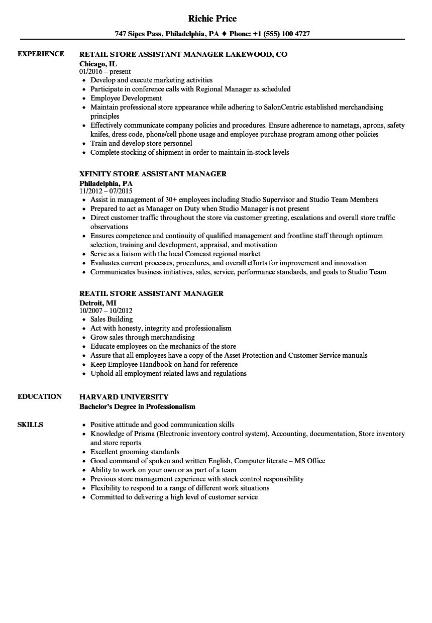 store assistant resume samples