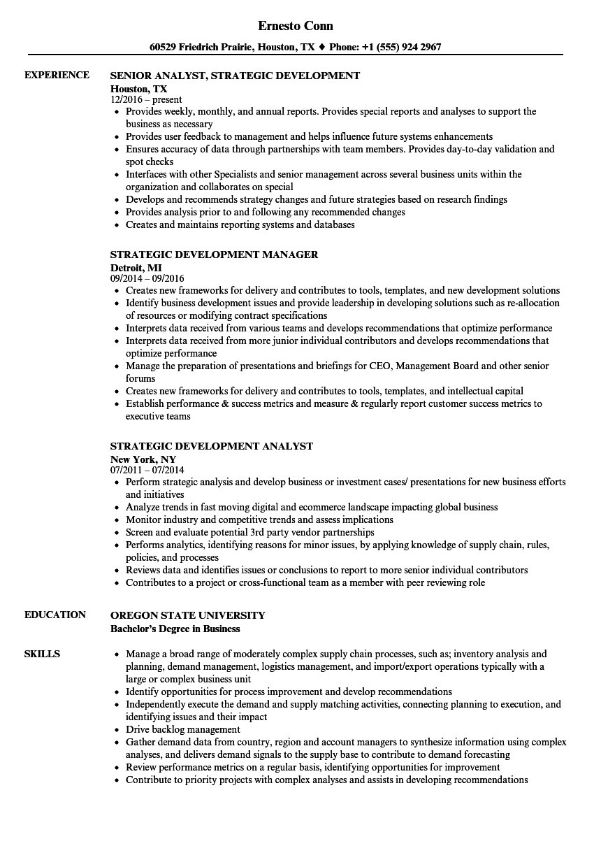 strategic thinking on resume