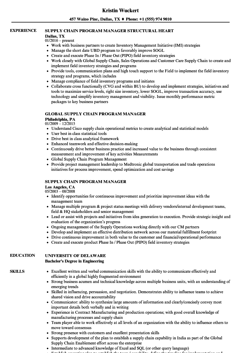 Supply Chain Manager Resume Examples - Free Resume Templates (665 x 959 Pixel)