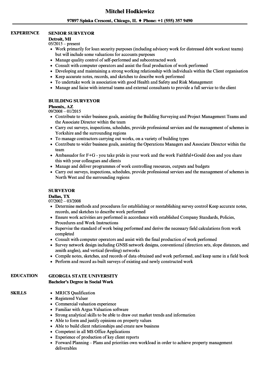 objective on resume for land surveyor