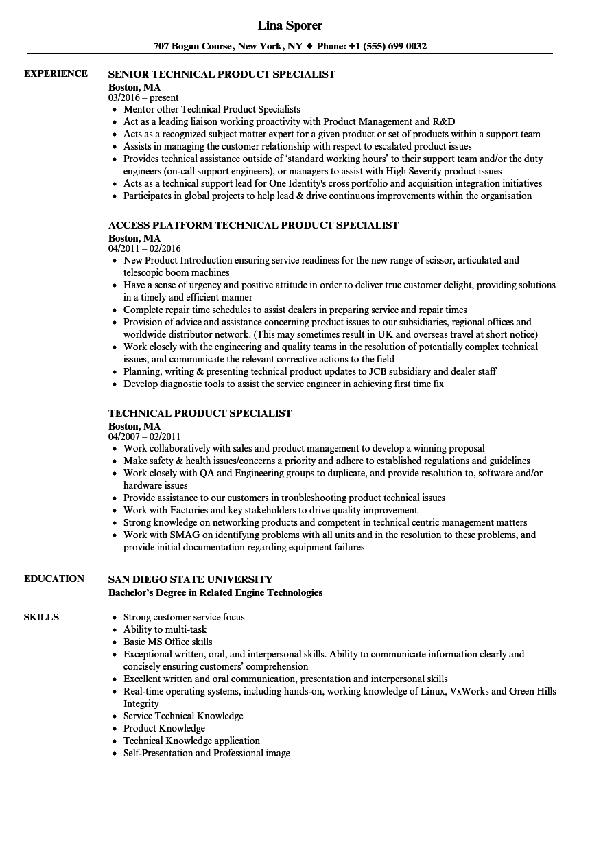 product specialist resume